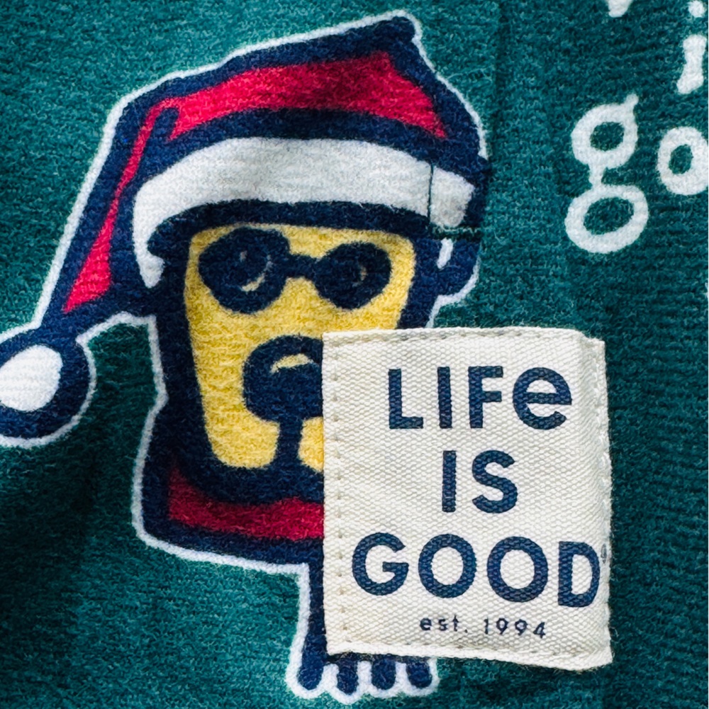 Life is Good Men’s Pajama Pants Santa and Rocket SZ XL
